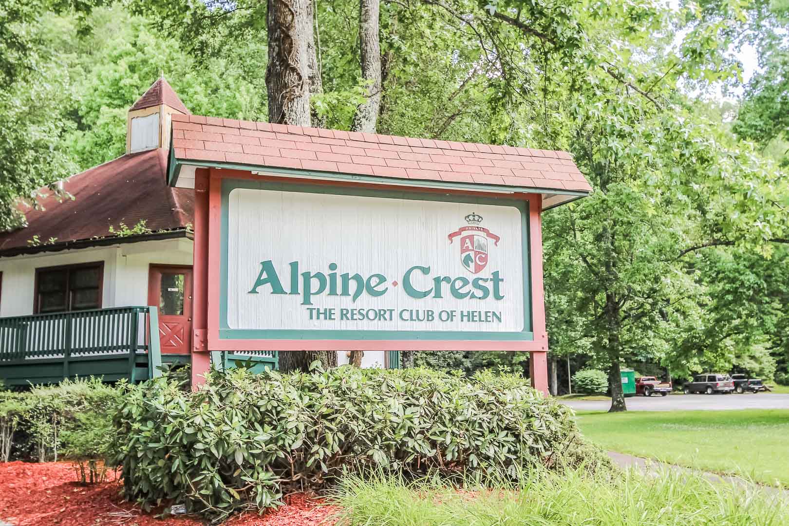 The resort signage at VRI's Alpine Crest Resort in Georgia.
